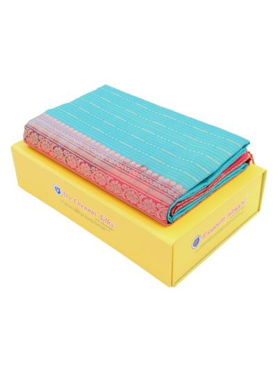 Gracecharm Pure Soft Silk Zari Stripe with Contrast Border Saree