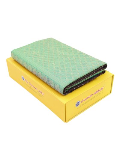 Gracecharm Pure Soft Silk Dotted Line Butta with Diamond Lattice Brocade Pallu Saree