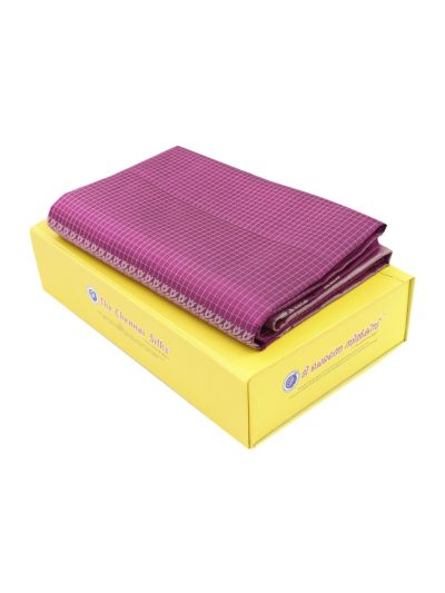 Gracecharm Pure Soft Silk Zari Check with Stepped Geometric Pallu Saree