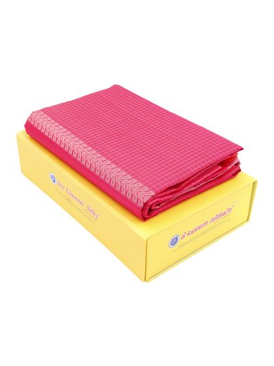 Gracecharm Pure Soft Silk Fine Zari Check with Stepped Geometric Pallu Saree