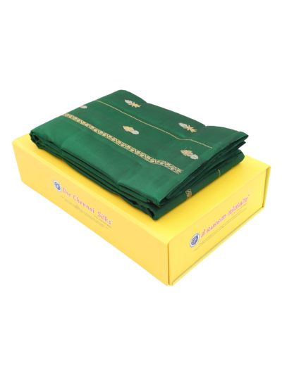 Gracecharm Pure Soft Silk Peacock Butta with Diamond Brocade Pallu Saree
