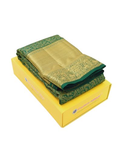 Vivaha Kanchipuram Pure Silk Leaf Jaal with Diagonal Stripe Pallu Saree