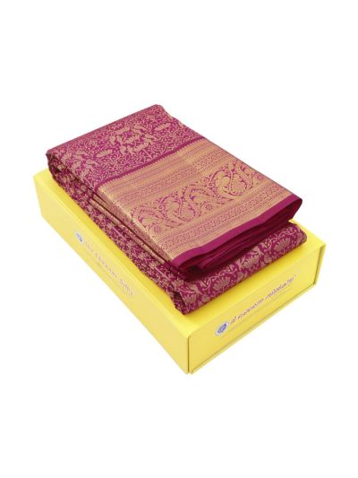 Vivaha Kanchipuram Pure Silk Floral Vine Jaal with Geometric Stripe Pallu Saree