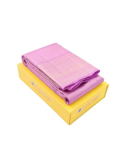 Vivaha Kanchipuram Pure Silk Floral Vine Jaal with Herringbone Brocade Pallu Saree