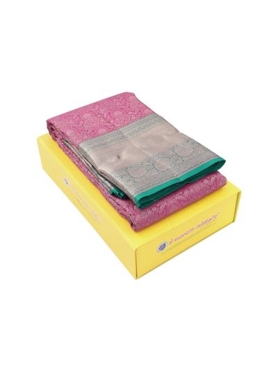 Vivaha Kanchipuram Pure Silk Paisley Floral Jaal with Geometric Brocade Pallu Saree