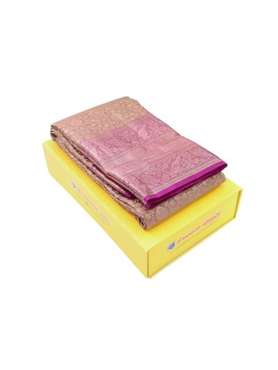 Vivaha Kanchipuram Pure Silk Floral Vine Jaal with Geometric Brocade Pallu Saree
