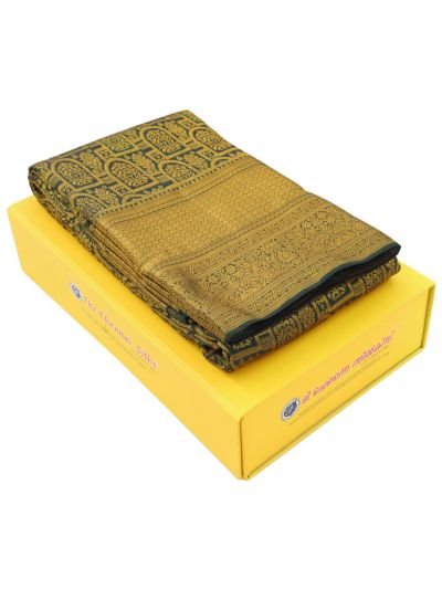 Gracecharm Silk Floral Arch Jaal with Diagonal Stripe Brocade Pallu Saree