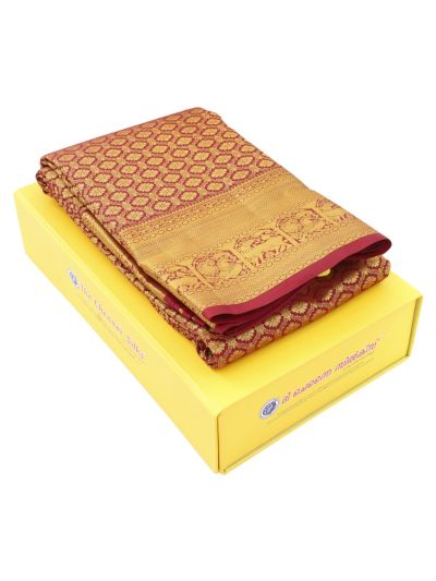 Vivaha Kanchipuram Pure Silk Floral Diamond Lattice with Zari Border Saree