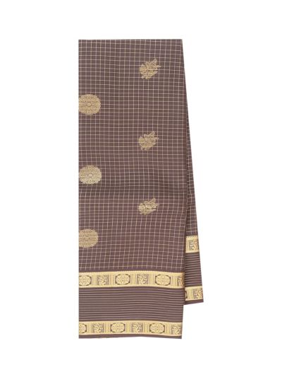 Gracecharm Silk Zari Check Floral Butta with Fine Geometric Brocade Pallu Saree