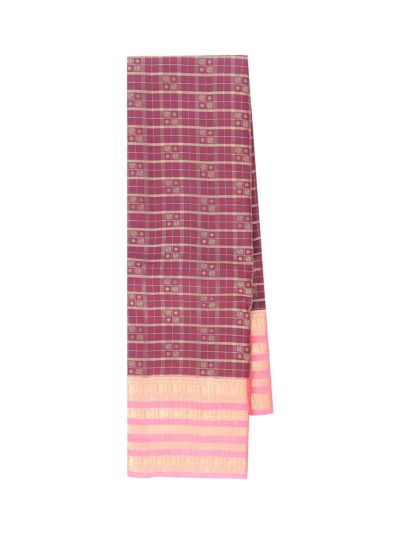Gracecharm Silk Zari Check Butta with Striped Annapakshi Pallu Saree