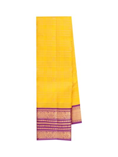 Gracecharm Silk Zari Check Floral Butta with Basket-Weave Pallu Saree