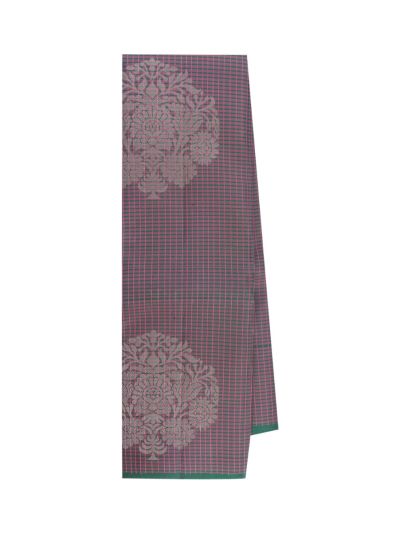Gracecharm Pure Soft Silk Zari Check Floral Medallion with Geometric Pallu Saree