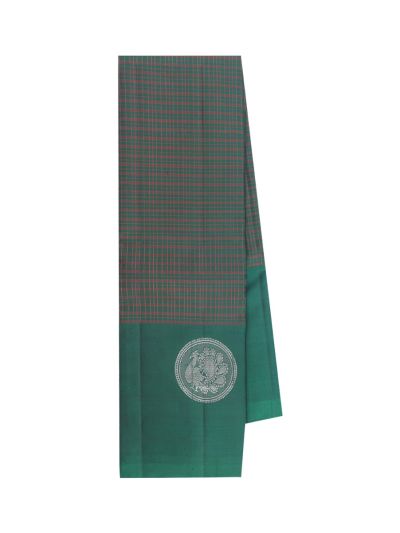 Gracecharm Pure Soft Silk Zari Check with Diagonal Geometric Brocade Pallu Saree