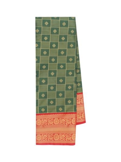Gracecharm Gift Art Silk Check Butta with Contrast Border Saree