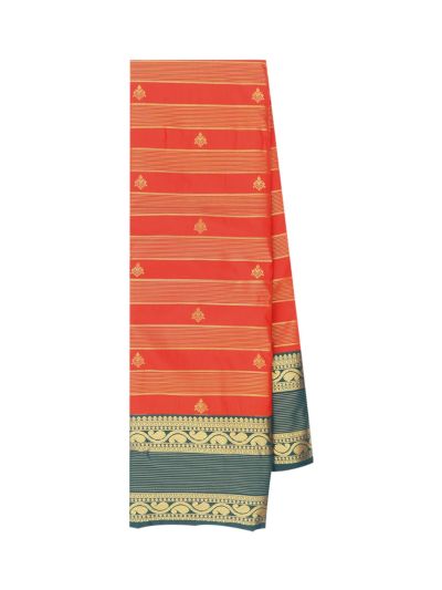 Gracecharm Gift Art Silk Zari Stripe Butta with Geometric Brocade Pallu Saree