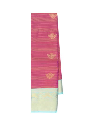 Gracecharm Gift Art Silk Zari Stripe Butta with Contrast Border Saree