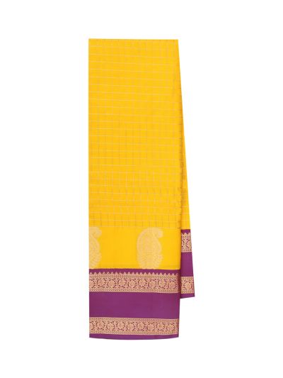 Gracecharm Silk Zari Check with Paisley Motif and Diamond Lattice Pallu Saree