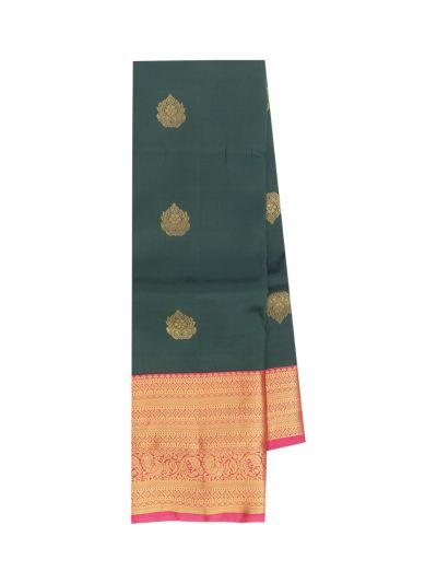 Gracecharm Silk Floral Butta with Geometric Lozenge Brocade Pallu Saree