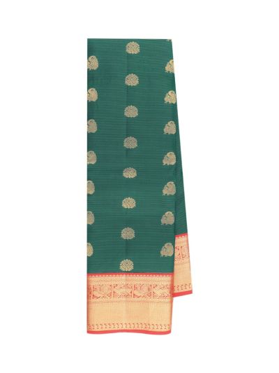 Gracecharm Silk Floral Butta with Geometric Grid Brocade Pallu Saree