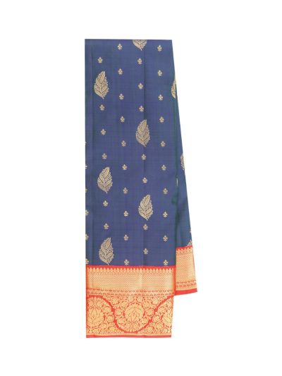 Gracecharm Pure Silk Leaf Butta with Floral Medallion Pallu Saree