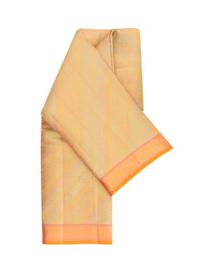 Vivaha Pure Silk Diagonal Geometric Stripe with Floral Butta Pallu Saree