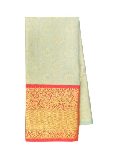 Gracecharm Silk Floral Leaf Jaal with Contrast Border Pattu Pavadai Material