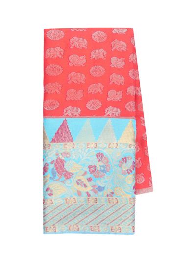 Gracecharm Silk Elephant Butta with Contrast Border Pattu Pavadai Material