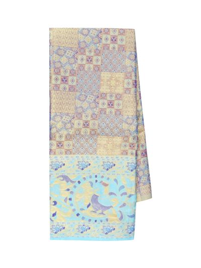 Gracecharm Pure Silk Geometric with Floral Brocade Border Pattu Pavadai Material