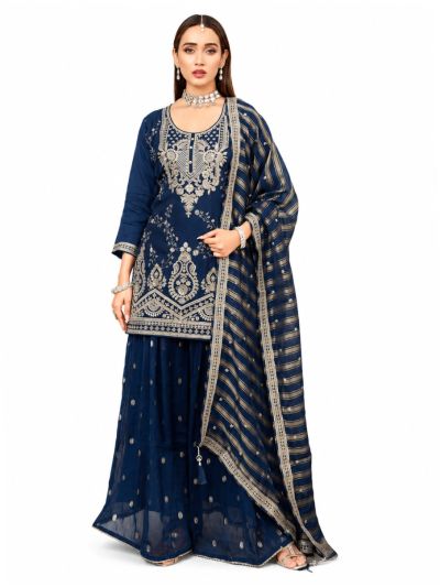 Graceful Muse Readymade Floral Embroidered Round Neck Salwar Kameez