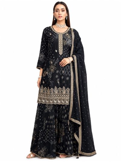 Graceful Muse Readymade Geometric Floral Yoke Embroidered Salwar Kameez
