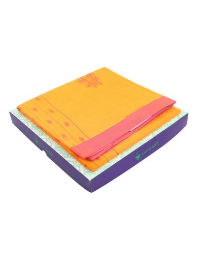 Kanmanie Cotton Bamboo Leaf Butta with 2 Inch Asthiri Border Saree