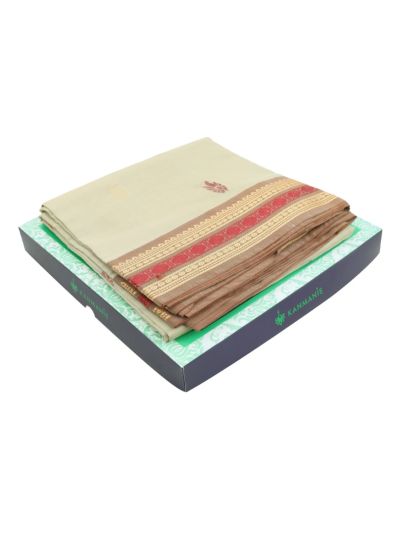 Kanmanie Silk Cotton Floral Butta with 5 Inch Traditional Border Saree