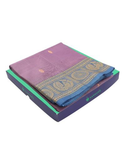 Kanmanie Vazhainaar Pattu Geometric Butta with Striped Butta Pallu Saree