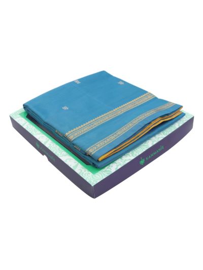 Kanmanie Vazhainaar Pattu Geometric Butta with Contrast Butta Pallu Saree