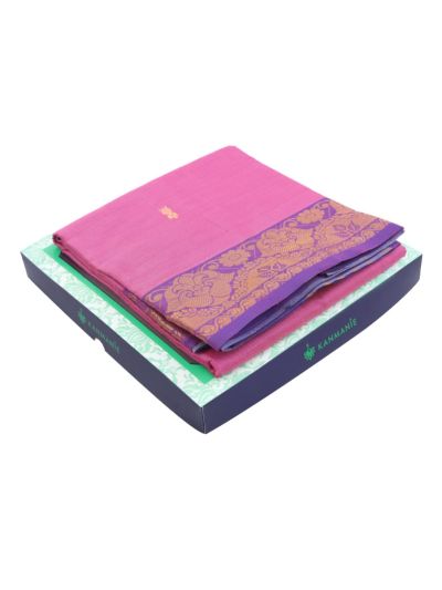 Kanmanie Vazhainaar Pattu Dual Butta with Floral Brocade Border Saree