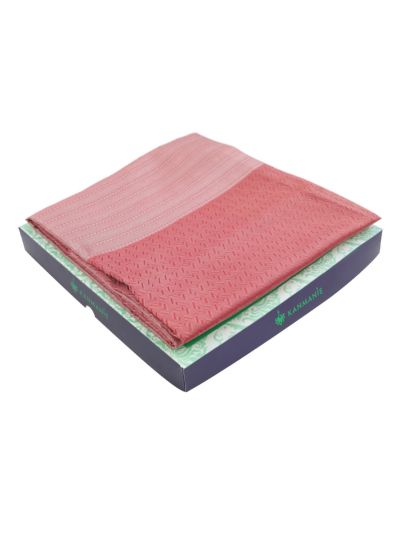 Kanmanie Softy Silk Salmon Pink Geometric Design Saree
