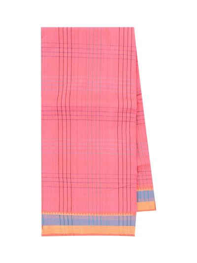 Gracecharm Elegant Chirala Cotton Pink Checked Design with Border Saree