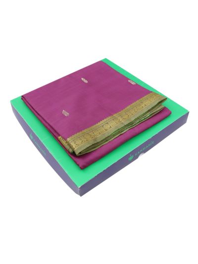 Kanmanie Vazhainaar Pattu Magenta Mint Green Butta Saree