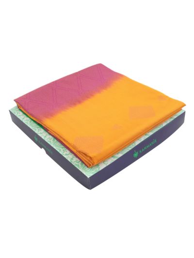 Kanmanie Softy Silk Mustard Yellow Diamond Butta with Contrast Pallu Saree