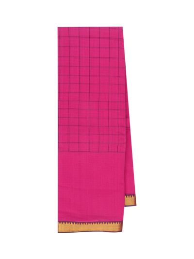 Gracecharm Elegant Chirala Cotton Magenta  Checked Design with Border Saree