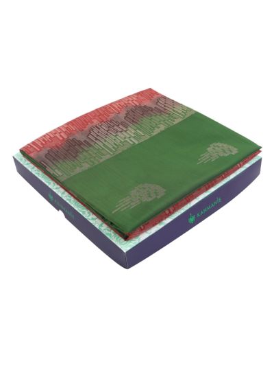 Kanmanie Softy Silk Green Butta with Contrast Pallu Saree