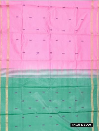 Kanmanie Vazhainaar Pattu Candy Pink Sea Green Butta Saree