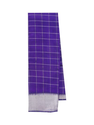 Gracecharm Elegant Chirala Cotton Violet Checked Design with Border Saree