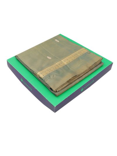 Kanmanie Vazhainaar Pattu Sage Green Silver Butta Saree