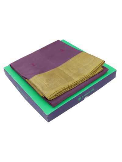 Kanmanie Vazhainaar Pattu Plum Purple Antique Gold Butta Saree