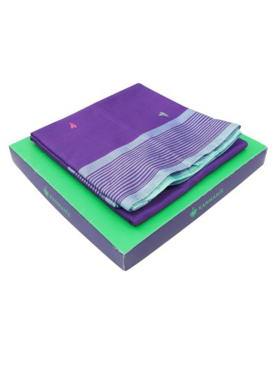 Kanmanie Vazhainaar Pattu Royal Purple Aqua Butta Saree