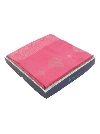 Kanmanie Softy Silk Geometric Square Butta with Interlocking Pallu Saree