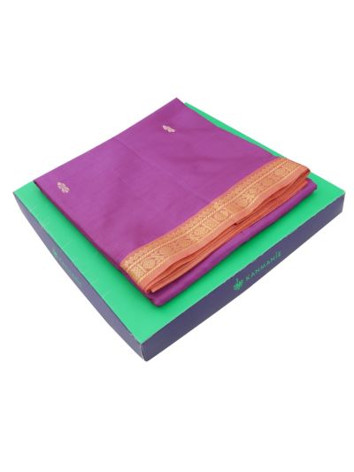 Kanmanie Vazhainaar Pattu Magenta Purple Coral Peach Saree