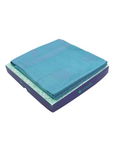 Kanmanie Softy Silk Leaf Butta with Floral Leaf Brocade Pallu Borderless Saree