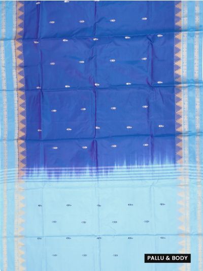 Kanmanie Vazhainaar Pattu Royal Blue Sky Blue Butta Saree